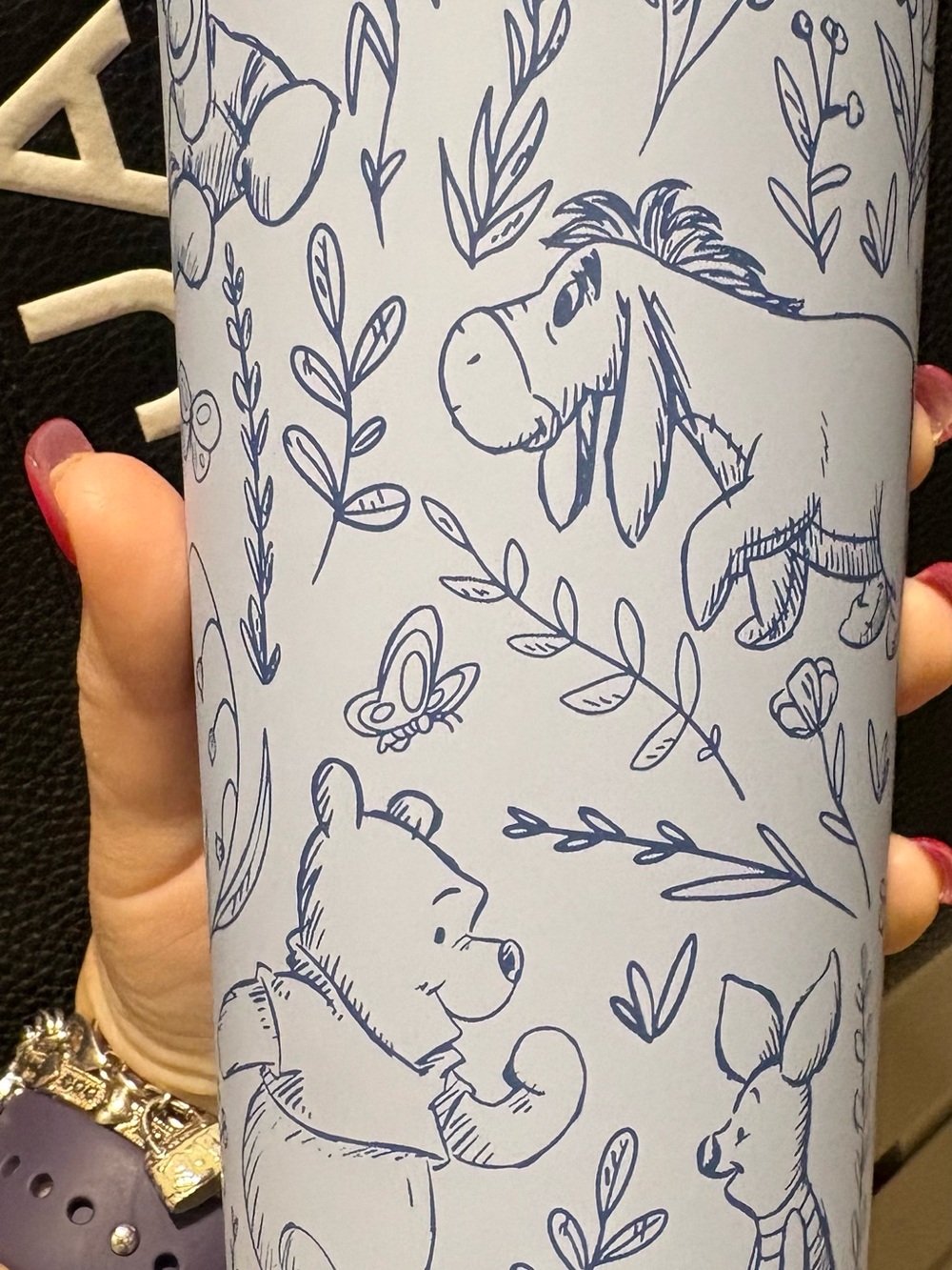 New Winnie The Pooh Starbucks Disney Parks Tumbler Navy Floral Design characters - Picture 3 of 7